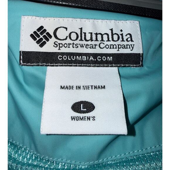 Columbia Women's Waterproof Breathable Jacket Size L Teal Omni-Tech Hooded Women - Picture 2 of 9
